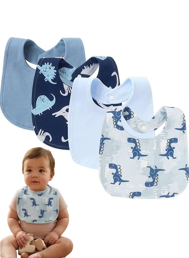 الوجبة مجموعة مرايل أطفال من 4 قطع، مصنوعة من القطن 100%، قابلة للتعديل، ماصة، مناسبة للأولاد والبنات، مرايل للجنسين، للأطفال الرضع والأطفال الصغار للتغذية والتسنين، مقاومة للبقع وجيدة التهوية - Image 1